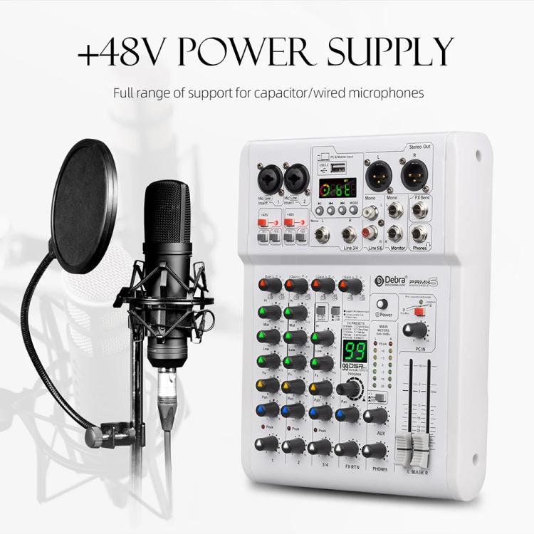 DEBRA PRMX-6 4-Channels Audio Mixer DSP Reverb for Live Recording(US Plug) - Live Sound Effects Processors by DEBRA | Online Shopping UK | buy2fix