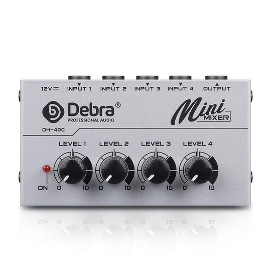 DEBRA M094 4-Channels Audio Mixer Musical Instrument Live Streaming Reverb, Power Plug:EU Plug(White)