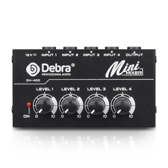 DEBRA M094 4-Channels Audio Mixer Musical Instrument Live Streaming Reverb, Power Plug:UK Plug(Black)