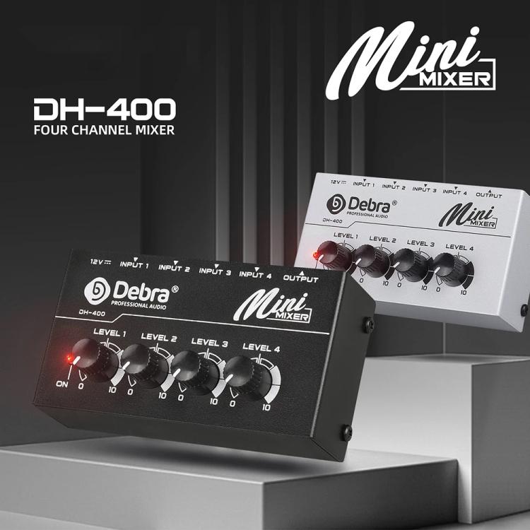 DEBRA M094 4-Channels Audio Mixer Musical Instrument Live Streaming Reverb, Power Plug:US Plug(Black) - Live Sound Effects Processors by DEBRA | Online Shopping UK | buy2fix