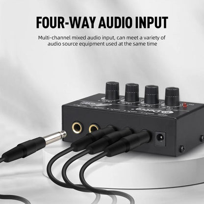 DEBRA M094 4-Channels Audio Mixer Musical Instrument Live Streaming Reverb, Power Plug:US Plug(White) - Live Sound Effects Processors by DEBRA | Online Shopping UK | buy2fix