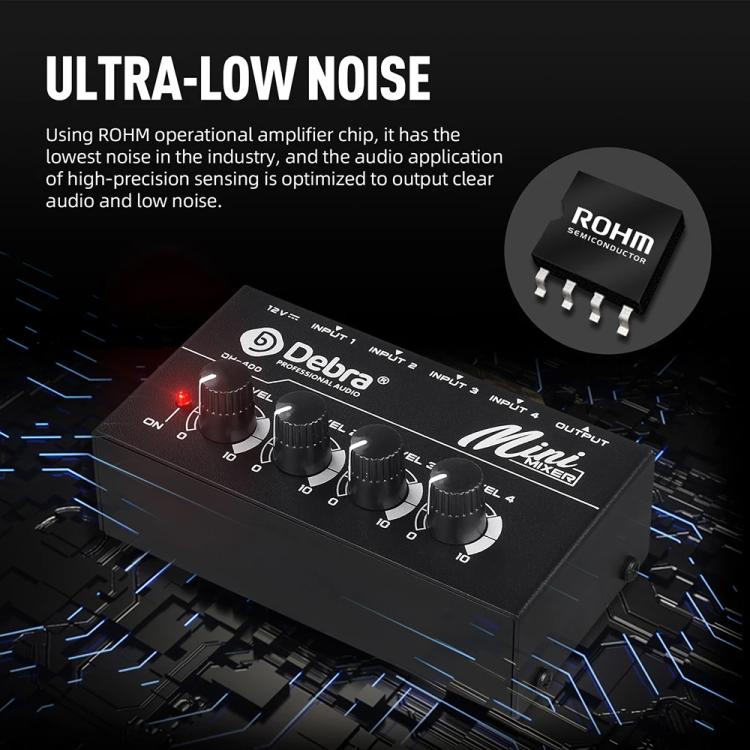 DEBRA M094 4-Channels Audio Mixer Musical Instrument Live Streaming Reverb, Power Plug:UK Plug(White) - Live Sound Effects Processors by DEBRA | Online Shopping UK | buy2fix