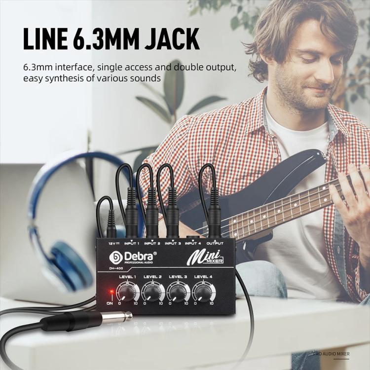 DEBRA M094 4-Channels Audio Mixer Musical Instrument Live Streaming Reverb, Power Plug:AU Plug(Black) - Live Sound Effects Processors by DEBRA | Online Shopping UK | buy2fix