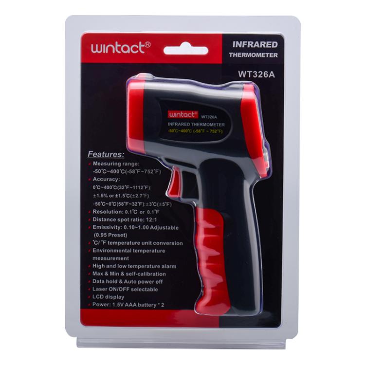 Wintact WT326A Portable Infrared Thermometer, Measuring Range: -50 to 400 Degrees Celsius(Black Red) - Thermostat & Thermometer by Wintact | Online Shopping UK | buy2fix
