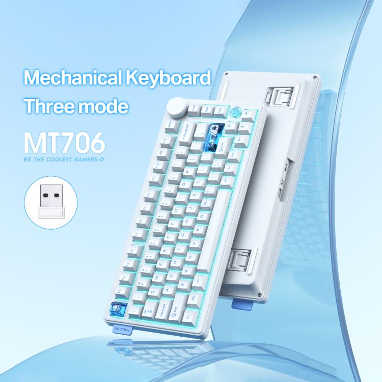 ONIKUMA MT706 81-Keys Hot Swappable Triple Mode Mechanical Keyboard(White) - Wired Keyboard by ONIKUMA | Online Shopping UK | buy2fix