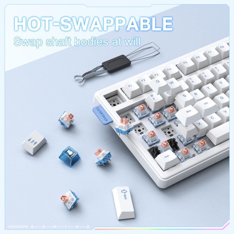 ONIKUMA MT706 81-Keys Hot Swappable Triple Mode Mechanical Keyboard(White) - Wired Keyboard by ONIKUMA | Online Shopping UK | buy2fix