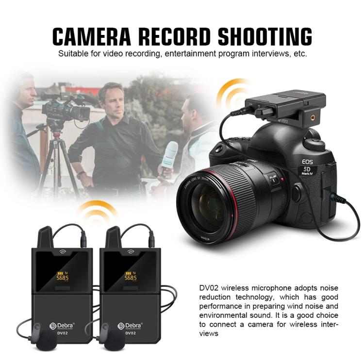 DEBRA DV-01 Wireless Lavalier Microphone TX & RX Outdoor Interview Live Broadcast - Microphone by DEBRA | Online Shopping UK | buy2fix