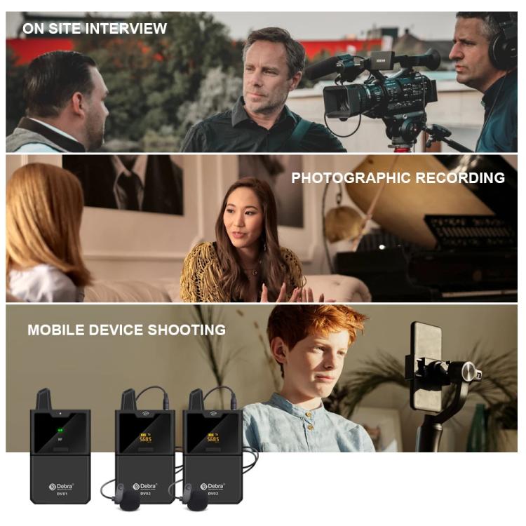 DEBRA DV-01 Wireless Lavalier Microphone TX & RX Outdoor Interview Live Broadcast - Microphone by DEBRA | Online Shopping UK | buy2fix