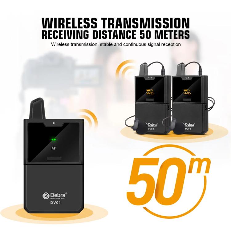 DEBRA DV-01 Wireless Lavalier Microphone TX & RX Outdoor Interview Live Broadcast - Microphone by DEBRA | Online Shopping UK | buy2fix