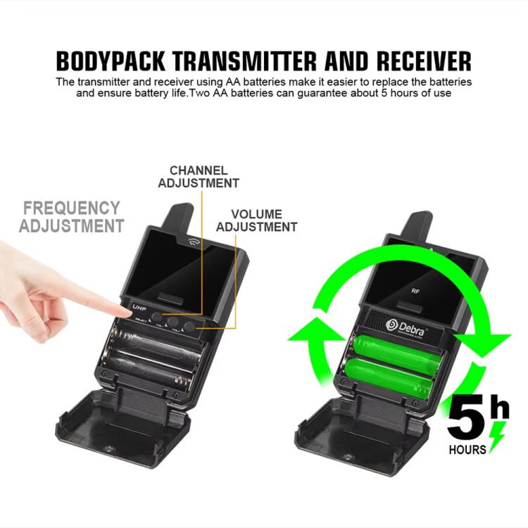 DEBRA DV-01 Wireless Lavalier Microphone TX & RX Outdoor Interview Live Broadcast - Microphone by DEBRA | Online Shopping UK | buy2fix