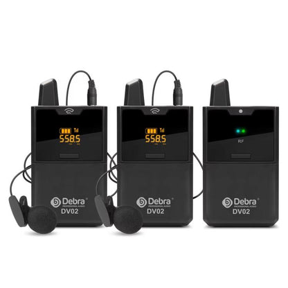 DEBRA DV-02 Wireless Lavalier Microphone TX & 2RX Outdoor Interview Live Broadcast - Microphone by DEBRA | Online Shopping UK | buy2fix
