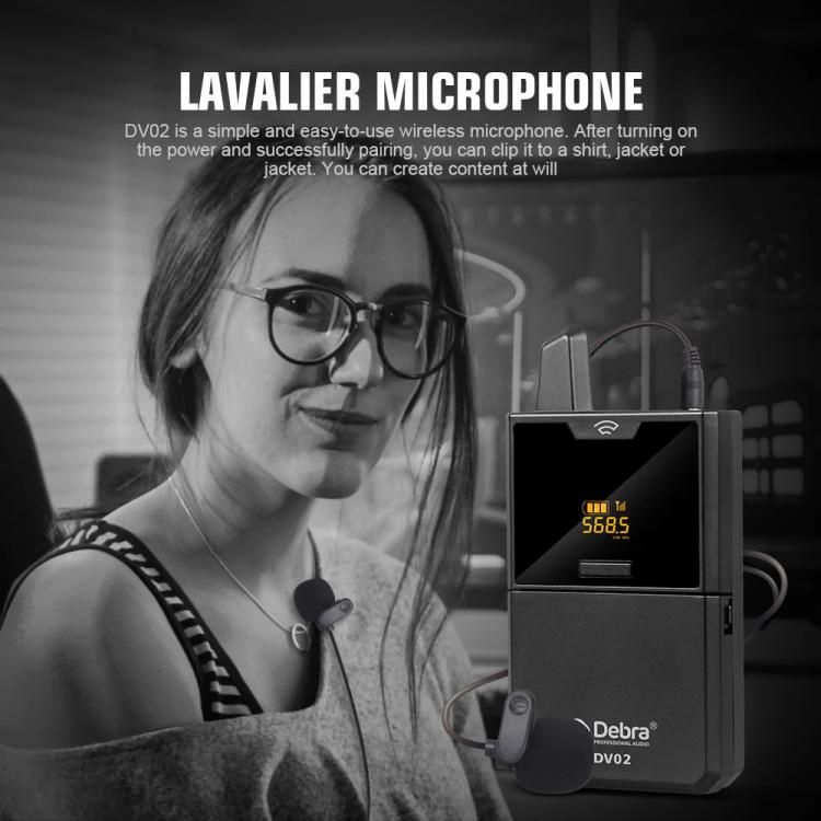 DEBRA DV-02 Wireless Lavalier Microphone TX & 2RX Outdoor Interview Live Broadcast - Microphone by DEBRA | Online Shopping UK | buy2fix