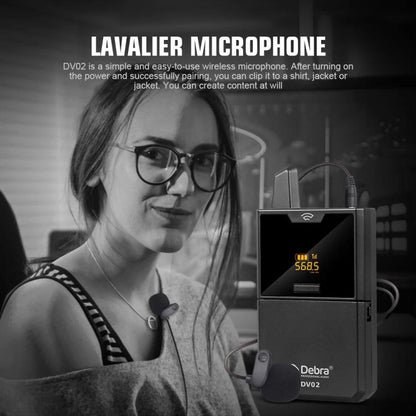 DEBRA DV-02 Wireless Lavalier Microphone TX & 2RX Outdoor Interview Live Broadcast - Microphone by DEBRA | Online Shopping UK | buy2fix