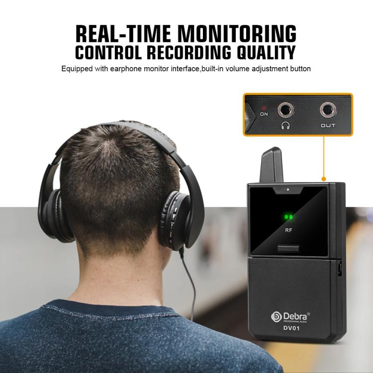 DEBRA DV-02 Wireless Lavalier Microphone TX & 2RX Outdoor Interview Live Broadcast - Microphone by DEBRA | Online Shopping UK | buy2fix