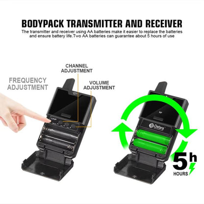 DEBRA DV-02 Wireless Lavalier Microphone TX & 2RX Outdoor Interview Live Broadcast - Microphone by DEBRA | Online Shopping UK | buy2fix