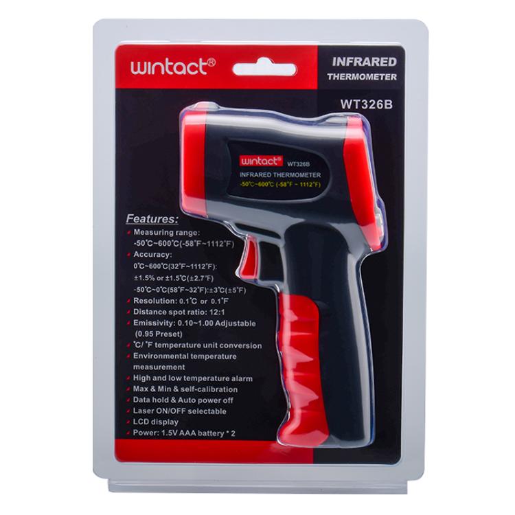 Wintact WT326B Portable Infrared Thermometer, Measuring Range: -50 to 600 Degrees Celsius(Black Red) - Thermostat & Thermometer by Wintact | Online Shopping UK | buy2fix