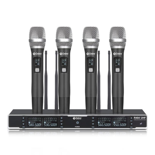 DEBRA R404 UHF Wireless Microphone 4-in-1 Professional Stage Performance Conference Handheld Mic(EU Plug)