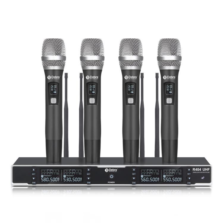 DEBRA R404 UHF Wireless Microphone 4-in-1 Professional Stage Performance Conference Handheld Mic(UK Plug) - Microphone by DEBRA | Online Shopping UK | buy2fix