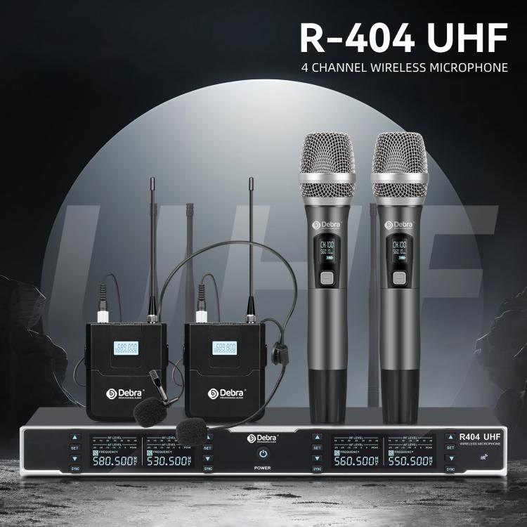 DEBRA R404 UHF Wireless Microphone 4-in-1 Professional Stage Performance Conference Handheld Mic(US Plug) - Microphone by DEBRA | Online Shopping UK | buy2fix