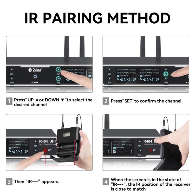 DEBRA R404 UHF Wireless Microphone 4-in-1 Professional Stage Performance Conference Handheld Mic(AU Plug) - Microphone by DEBRA | Online Shopping UK | buy2fix