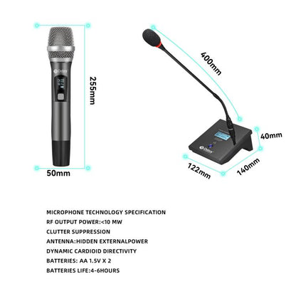 DEBRA R404 UHF Wireless Microphone 4-in-1 Professional Stage Performance Conference Handheld Mic(AU Plug) - Microphone by DEBRA | Online Shopping UK | buy2fix