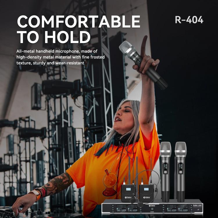 DEBRA R404 UHF Wireless Microphone 4-in-1 Professional Stage Performance Conference Handheld Mic(US Plug) - Microphone by DEBRA | Online Shopping UK | buy2fix
