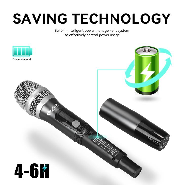 DEBRA R404 UHF Wireless Microphone 4-in-1 Professional Stage Performance Conference Handheld Mic(EU Plug) - Microphone by DEBRA | Online Shopping UK | buy2fix