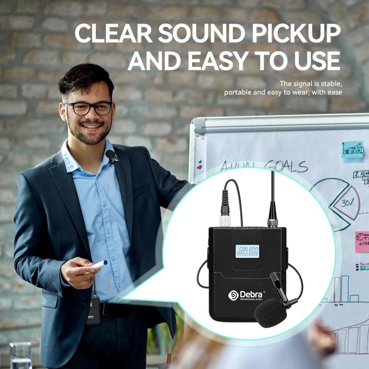 DEBRA R404 UHF Wireless Microphone 4-in-1 Professional Stage Performance Conference Handheld Mic(AU Plug) - Microphone by DEBRA | Online Shopping UK | buy2fix