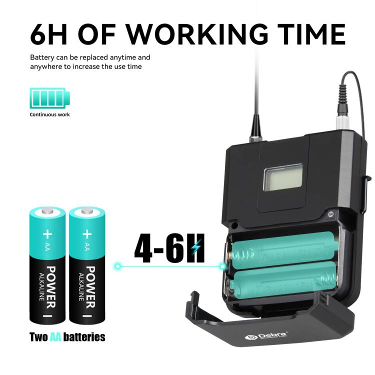 DEBRA R404 UHF Wireless Microphone 4-in-1 Professional Stage Performance Conference Handheld Mic(UK Plug) - Microphone by DEBRA | Online Shopping UK | buy2fix