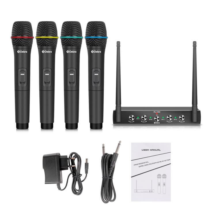 DEBRA AU-400 UHF Wireless Microphone System 4-in-1 for Performance Conference KTV, Model:4 Handheld Mic(US Plug) - Microphone by DEBRA | Online Shopping UK | buy2fix