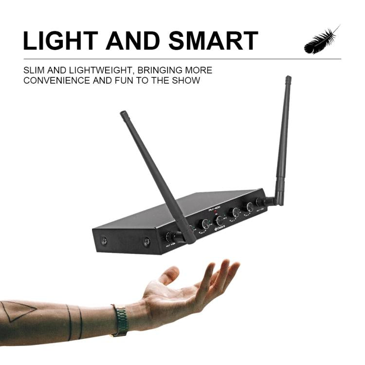 DEBRA AU-400 UHF Wireless Microphone System 4-in-1 for Performance Conference KTV, Model:2 Handheld +2 Bodypack(US Plug) - Microphone by DEBRA | Online Shopping UK | buy2fix