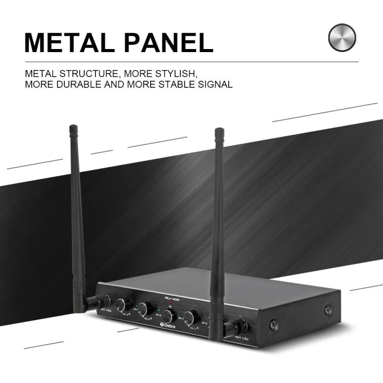 DEBRA AU-400 UHF Wireless Microphone System 4-in-1 for Performance Conference KTV, Model:4 Bodypack Mic(EU Plug) - Microphone by DEBRA | Online Shopping UK | buy2fix