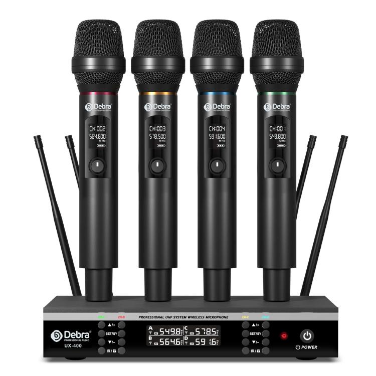 DEBRA UX-400 UHF Wireless Rechargeable Microphone System 4-in-1(AU Plug) - Microphone by DEBRA | Online Shopping UK | buy2fix