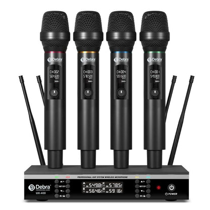 DEBRA UX-400 UHF Wireless Rechargeable Microphone System 4-in-1(AU Plug) - Microphone by DEBRA | Online Shopping UK | buy2fix