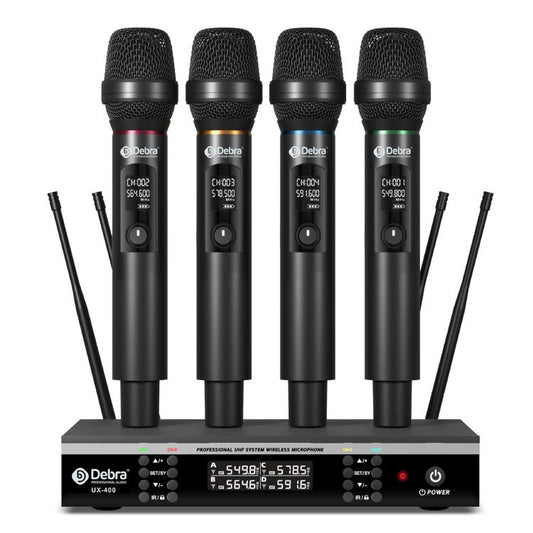 DEBRA UX-400 UHF Wireless Rechargeable Microphone System 4-in-1(AU Plug) - Microphone by DEBRA | Online Shopping UK | buy2fix