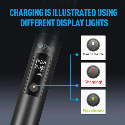 DEBRA UX-400 UHF Wireless Rechargeable Microphone System 4-in-1(US Plug) - Microphone by DEBRA | Online Shopping UK | buy2fix
