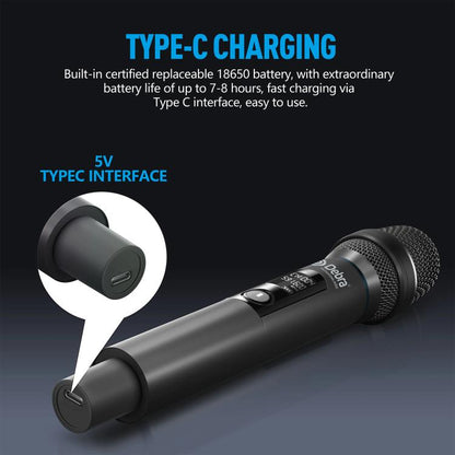 DEBRA UX-400 UHF Wireless Rechargeable Microphone System 4-in-1(AU Plug) - Microphone by DEBRA | Online Shopping UK | buy2fix