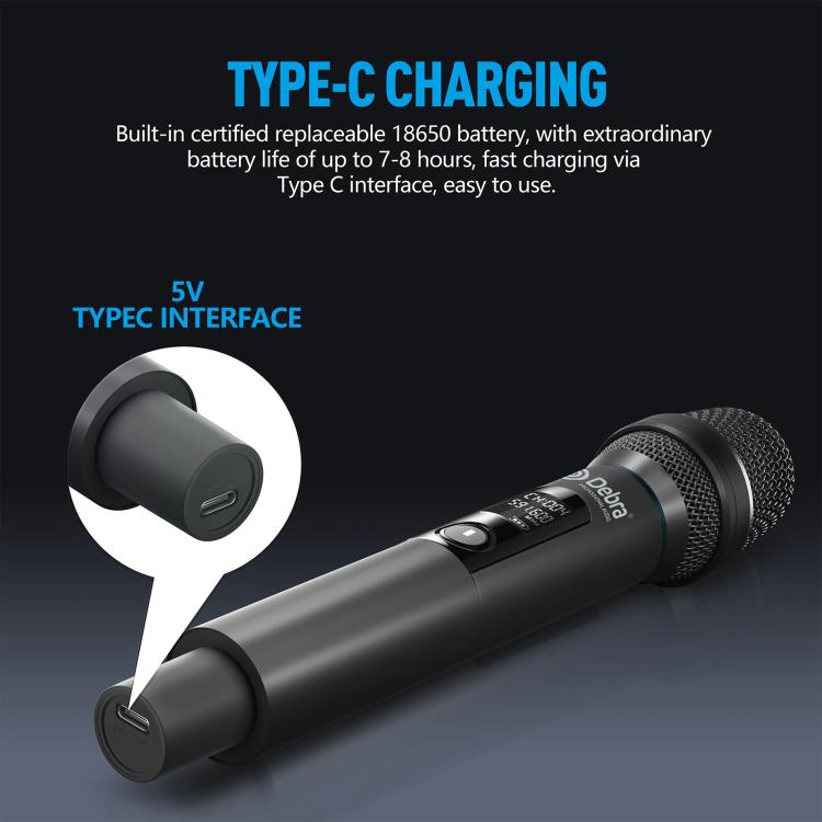 DEBRA UX-400 UHF Wireless Rechargeable Microphone System 4-in-1(EU Plug) - Microphone by DEBRA | Online Shopping UK | buy2fix