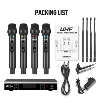 DEBRA UX-400 UHF Wireless Rechargeable Microphone System 4-in-1(AU Plug) - Microphone by DEBRA | Online Shopping UK | buy2fix