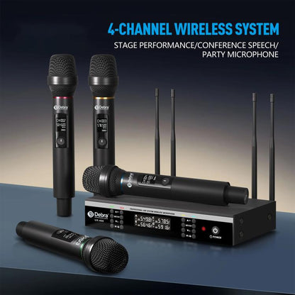 DEBRA UX-400 UHF Wireless Rechargeable Microphone System 4-in-1(EU Plug) - Microphone by DEBRA | Online Shopping UK | buy2fix
