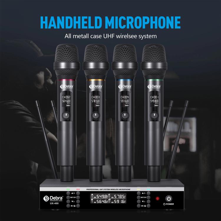 DEBRA UX-400 UHF Wireless Rechargeable Microphone System 4-in-1(EU Plug) - Microphone by DEBRA | Online Shopping UK | buy2fix