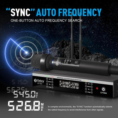 DEBRA UX-400 UHF Wireless Rechargeable Microphone System 4-in-1(US Plug) - Microphone by DEBRA | Online Shopping UK | buy2fix