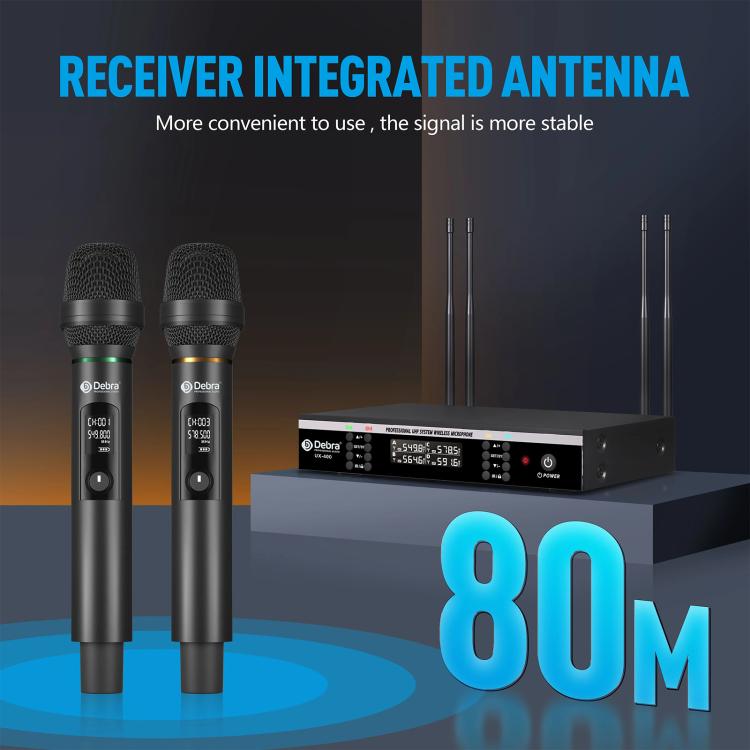 DEBRA UX-400 UHF Wireless Rechargeable Microphone System 4-in-1(US Plug) - Microphone by DEBRA | Online Shopping UK | buy2fix