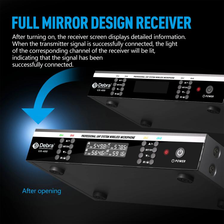 DEBRA UX-400 UHF Wireless Rechargeable Microphone System 4-in-1(EU Plug) - Microphone by DEBRA | Online Shopping UK | buy2fix