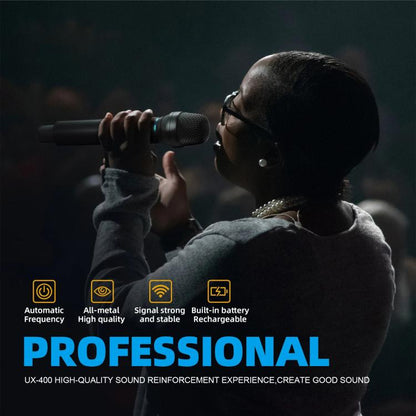 DEBRA UX-400 UHF Wireless Rechargeable Microphone System 4-in-1(EU Plug) - Microphone by DEBRA | Online Shopping UK | buy2fix