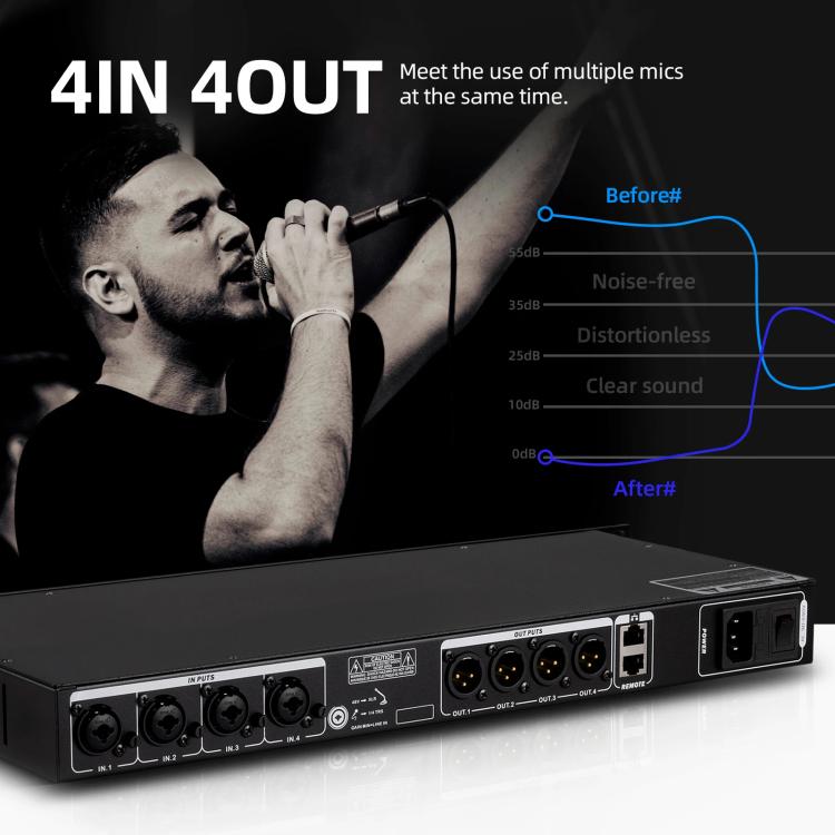 DEBRA FBX4040 DSP Feedback Suppressor Microphone Anti-howling Audio Processor(EU Plug) - Live Sound Effects Processors by DEBRA | Online Shopping UK | buy2fix