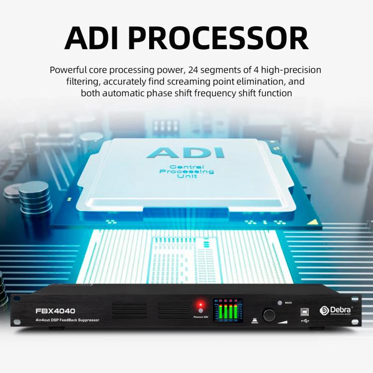 DEBRA FBX4040 DSP Feedback Suppressor Microphone Anti-howling Audio Processor(AU Plug) - Live Sound Effects Processors by DEBRA | Online Shopping UK | buy2fix