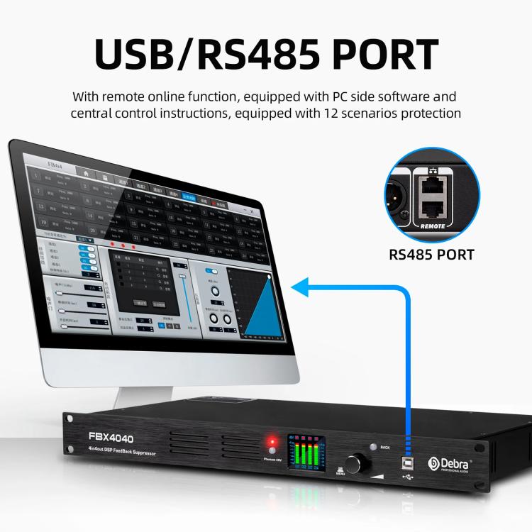 DEBRA FBX4040 DSP Feedback Suppressor Microphone Anti-howling Audio Processor(EU Plug) - Live Sound Effects Processors by DEBRA | Online Shopping UK | buy2fix