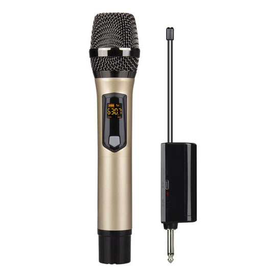 DEBRA A-25 UHF Wireless Rechargeable Microphone System for Stage KTV, Model:One Mic(Gold)