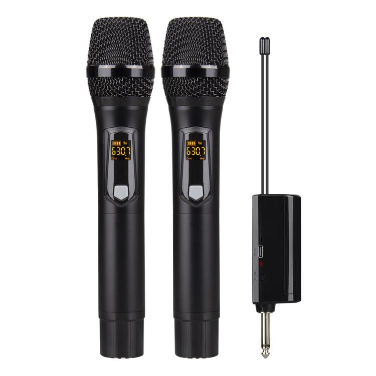 DEBRA A-25 UHF Wireless Rechargeable Microphone System for Stage KTV, Model:Two Mic(Black) - Microphone by DEBRA | Online Shopping UK | buy2fix